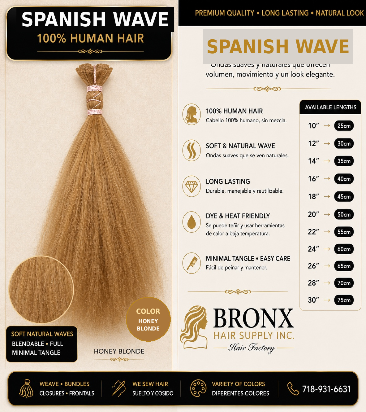 Spanish Wave honey blonde human hair