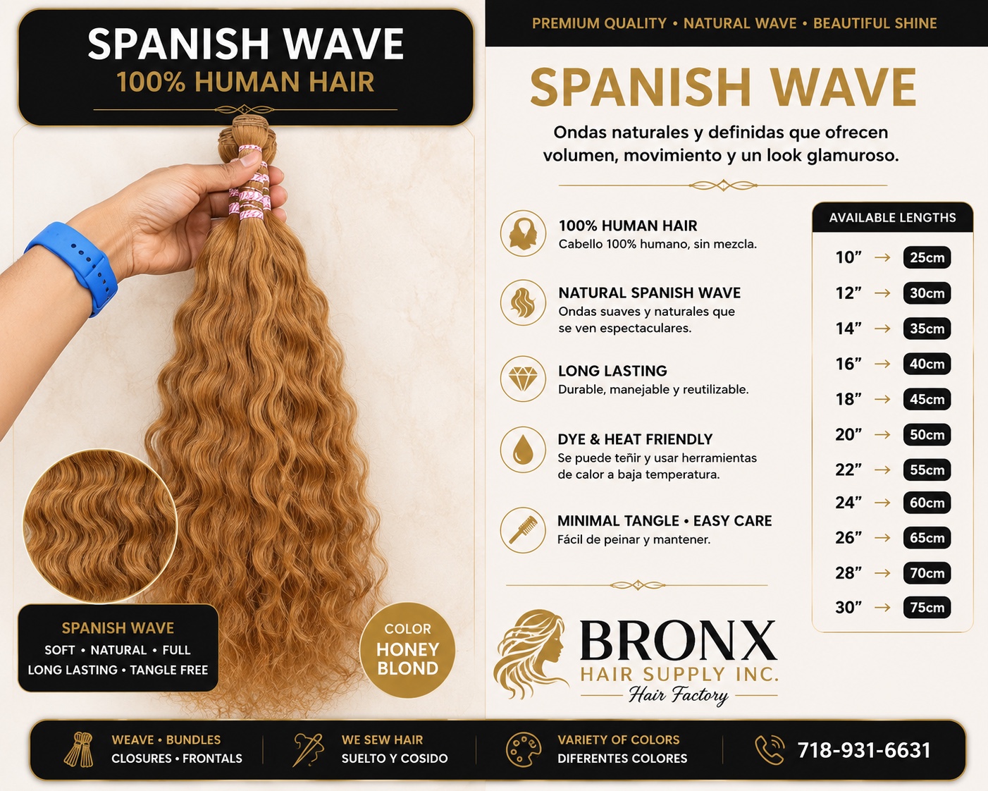 Spanish Wave honey blonde human hair